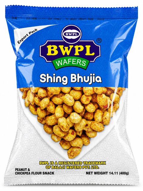 BWPL Shing Bhujia 400g blue export pack of coated roasted peanuts