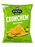 BWPL Crunchem Chaat Chaska 135g green export pack of chaat-spiced ridge-cut potato chips