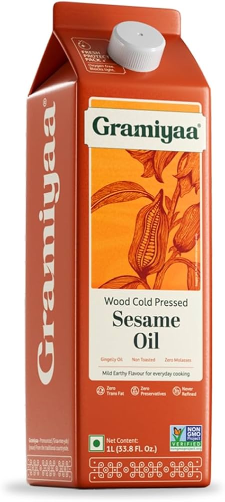 Gramiyaa Wood Cold Pressed Sesame Oil 1 LTR – Cooking Oil