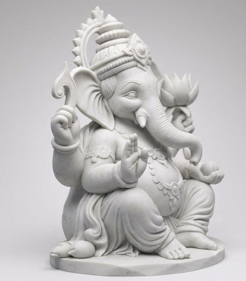 10 inch plain white Ganapati idol