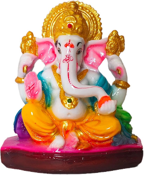 10 inch colored Ganapati idol