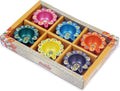 Set of 6 hand-painted terracotta clay diyas in a Diwali gift box