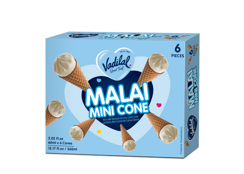 Vadilal Malai Mini Cone 6 Pack - 60ml x 6