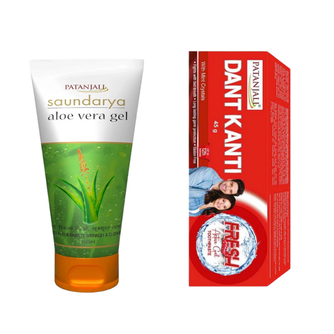 Patanjali Aloevera Gel 150ml Combo with Tooth Paste Fresh Active gel 45g