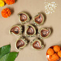 Hand-painted decorative terracotta clay diya oil lamps set for Diwali