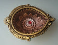 Decorative gold and copper clay diya oil lamp, 6 inch