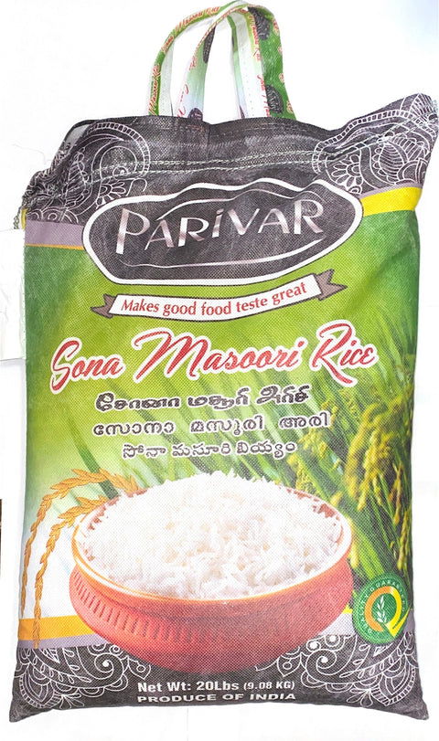 Parivar Sona Masoori Rice - 20 LB