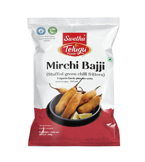 Telugu Foods Mirchi Bajji frozen stuffed green chilli fritters, 300 g pack