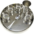 Stainless steel 7 piece thali dinner set with plate, bowls, glass and spoon