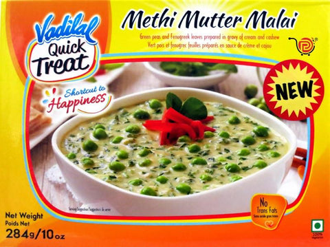 Vadilal Methi Mutter Malai frozen ready-to-eat 284g pack